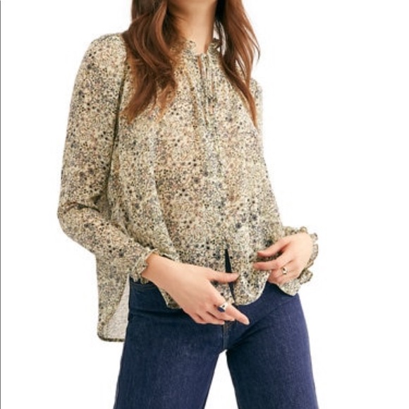 Free People Tops - NWT Free People Lela Tie Neck Blouse Size Medium